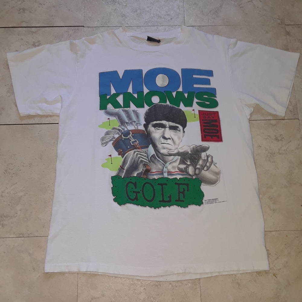 1991 The Three Stooges Shirt Moe Knows Golf